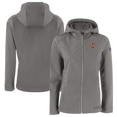Women's Cutter & Buck Gray Syracuse Orange Vault Evoke Eco Softshell Recycled Full-Zip Hooded Jacket