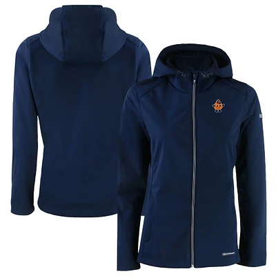 Women's Cutter & Buck Navy Syracuse Orange Evoke Eco Softshell Recycled Full-Zip Hooded Jacket
