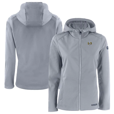 Women's Cutter & Buck Gray North Carolina Tar Heels Evoke Eco Softshell Recycled Full-Zip Hooded Jacket