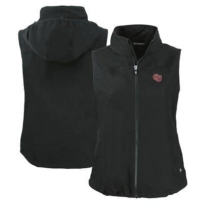 Women's Cutter & Buck Black Oklahoma Sooners Vault Charter Eco Recycled Full-Zip Vest