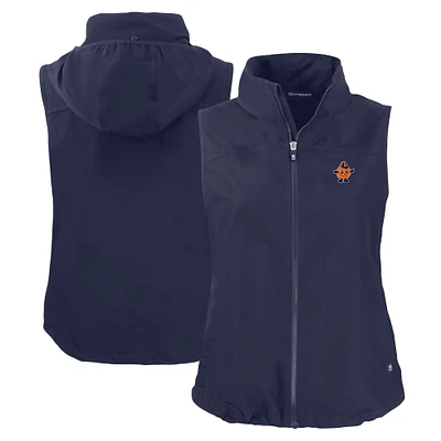 Women's Cutter & Buck Navy Syracuse Orange Vault Charter Eco Recycled Full-Zip Vest