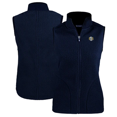 Women's Cutter & Buck Navy North Carolina Tar Heels Vault Cascade Eco Sherpa Fleece Vest