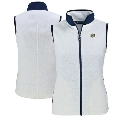 Women's Cutter & Buck Oatmeal North Carolina Tar Heels Vault Cascade Eco Sherpa Fleece Vest