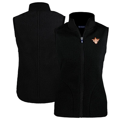 Women's Cutter & Buck Black Texas Longhorns Vault Cascade Eco Sherpa Fleece Vest