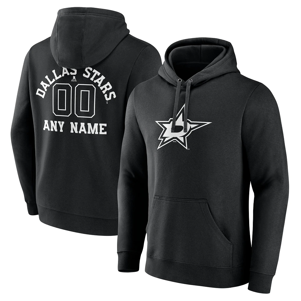 Men's Black Dallas Stars Personalized Name & Number Monochrome Pullover Hoodie