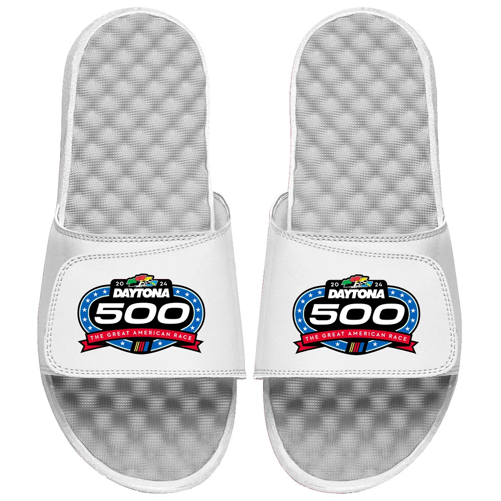 Men's ISlide White NASCAR 2024 Daytona 500 Slide Sandals