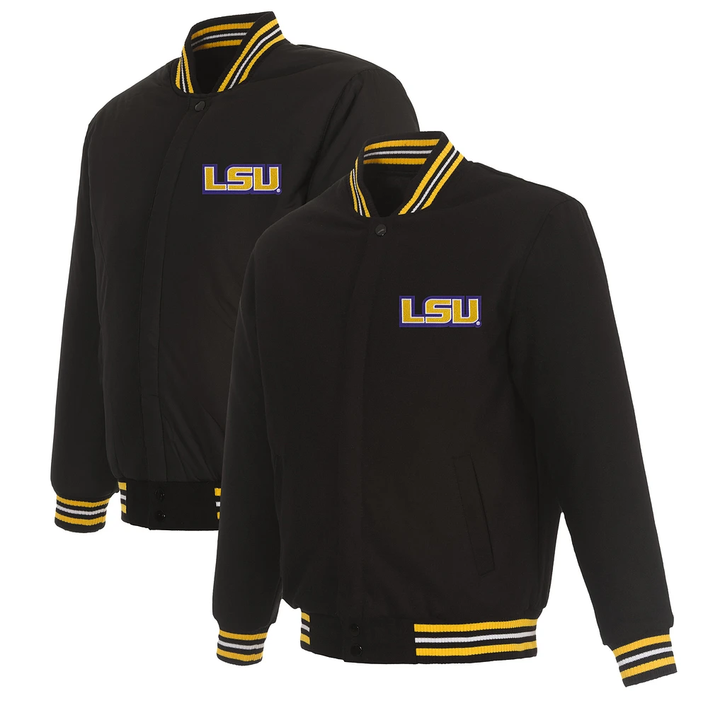 Men's JH Design Black LSU Tigers Wool Full-Snap Jacket