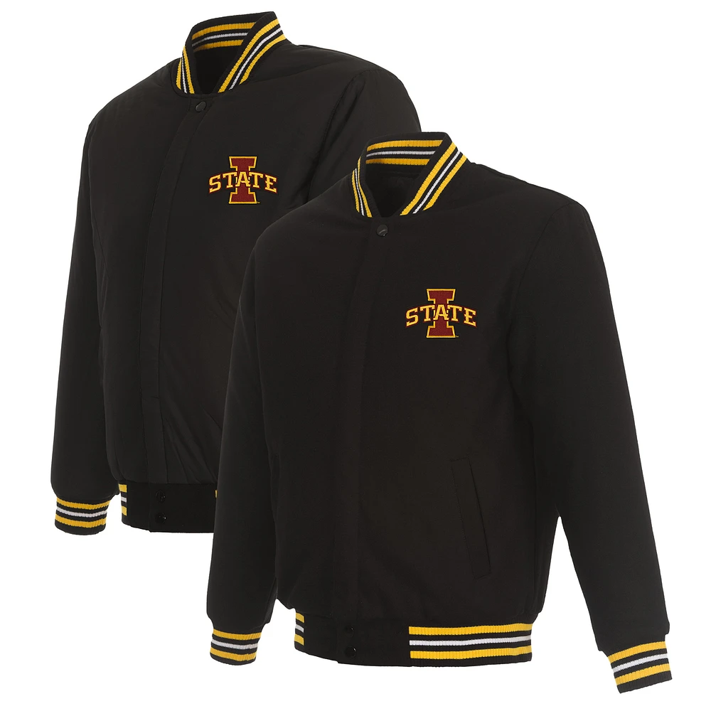 Men's JH Design Black Iowa State Cyclones Wool Full-Snap Jacket