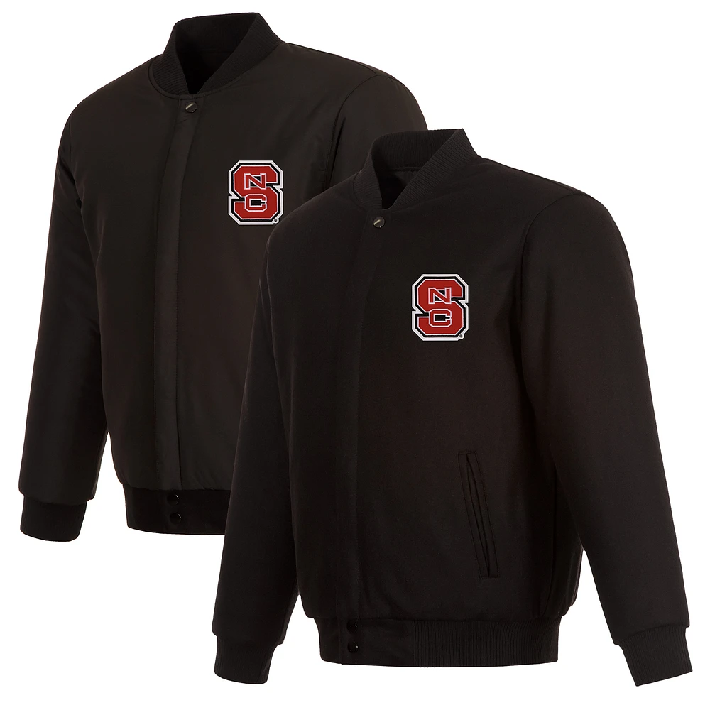 Men's JH Design Black NC State Wolfpack Wool Full-Snap Jacket