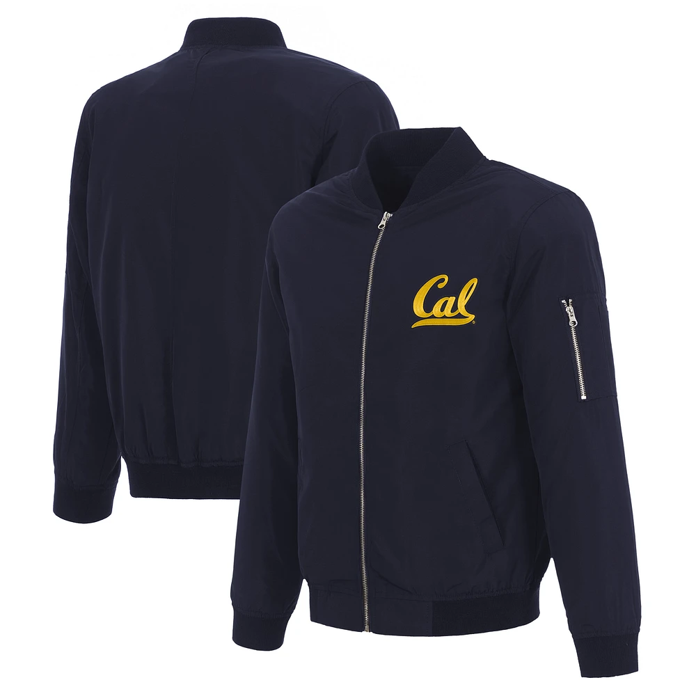 Men's JH Design Navy Cal Bears Nylon Full-Zip Bomber Jacket