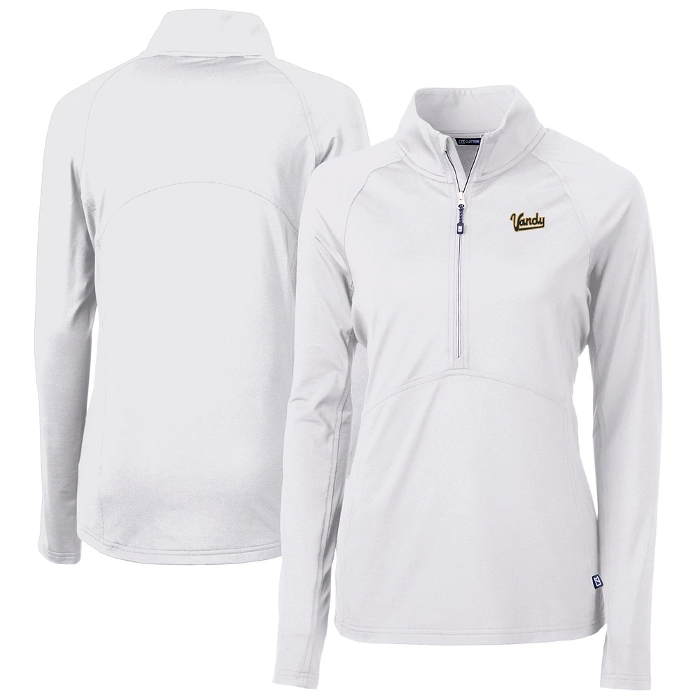 Women's Cutter & Buck White Vanderbilt Commodores Vault Adapt Eco Knit Stretch Recycled Half-Zip Pullover Top