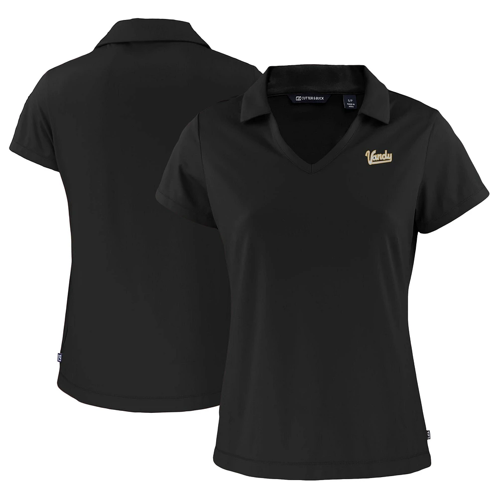 Women's Cutter & Buck Black Vanderbilt Commodores Vault Daybreak Eco Recycled V-Neck Polo