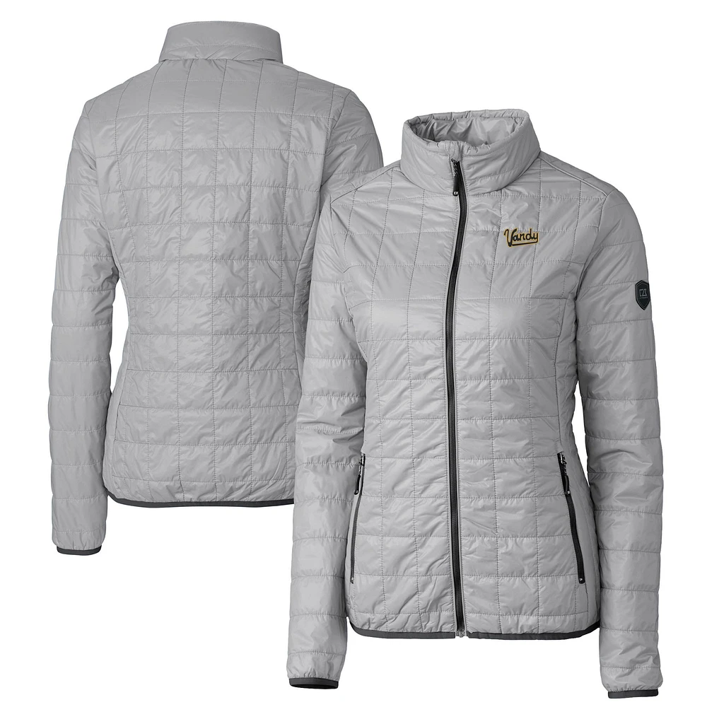 Women's Cutter & Buck Gray Vanderbilt Commodores Vault Rainier PrimaLoft Eco Insulated Full-Zip Puffer Jacket