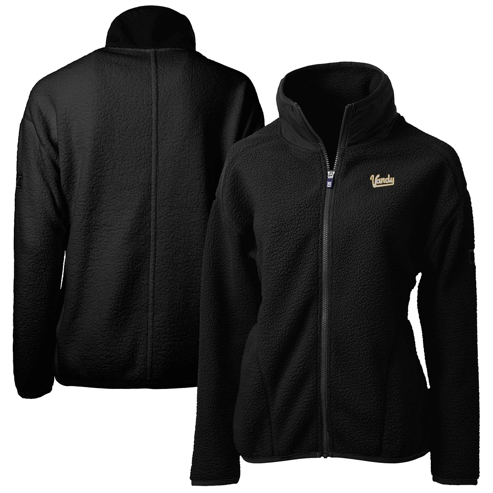 Women's Cutter & Buck Black Vanderbilt Commodores Vault Cascade Eco Sherpa Full-Zip Fleece Jacket