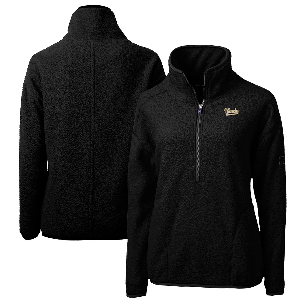 Women's Cutter & Buck Black Vanderbilt Commodores Vault Cascade Eco Sherpa Fleece Half-Zip Pullover Jacket