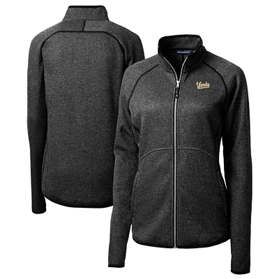 Women's Cutter & Buck Heather Charcoal Vanderbilt Commodores Vault Mainsail Sweater-Knit Full-Zip Jacket
