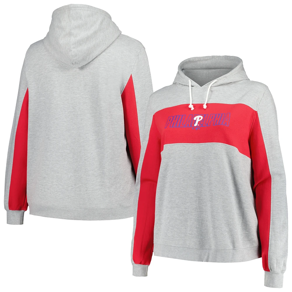 Women's Profile Heather Gray Philadelphia Phillies Plus Pullover Jersey Hoodie