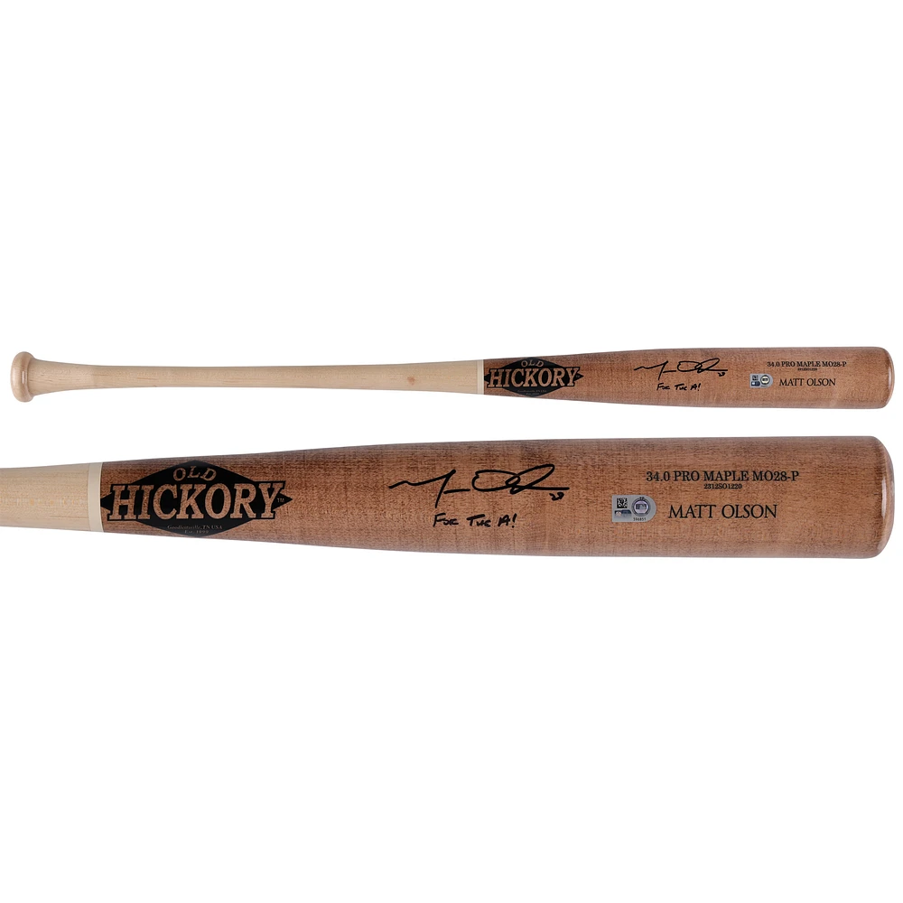 Matt Olson Atlanta Braves Autographed Old Hickory Game Model Bat with "For The A!" Inscription