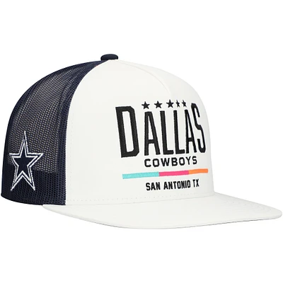 Men's HOOey White/Navy Dallas Cowboys San Antonio Trucker Snapback Hat