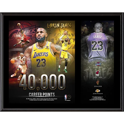 LeBron James Los Angeles Lakers 12" X 15" 40,000 Career Points Sublimated Plaque