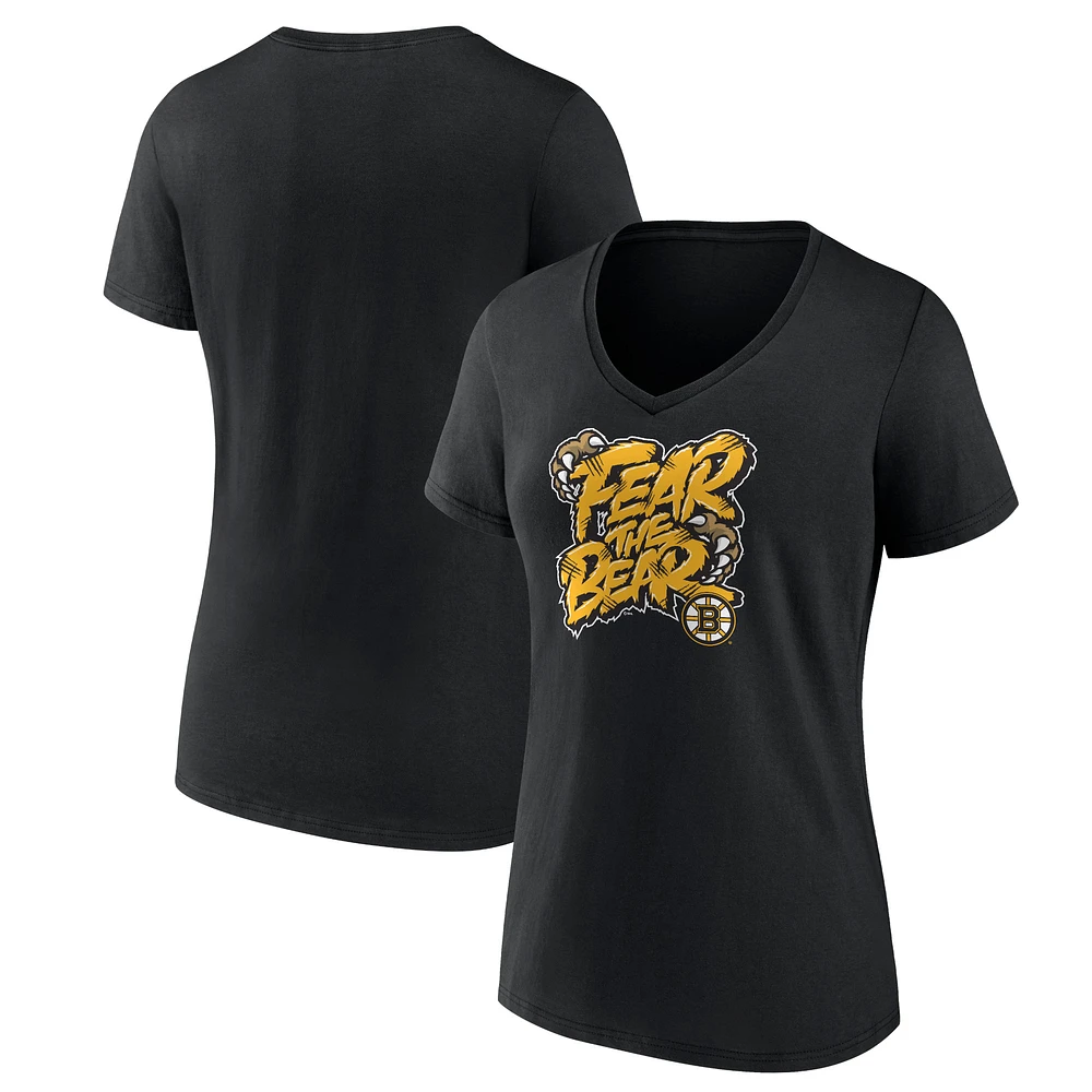 Women's Black Boston Bruins Native V-Neck T-Shirt
