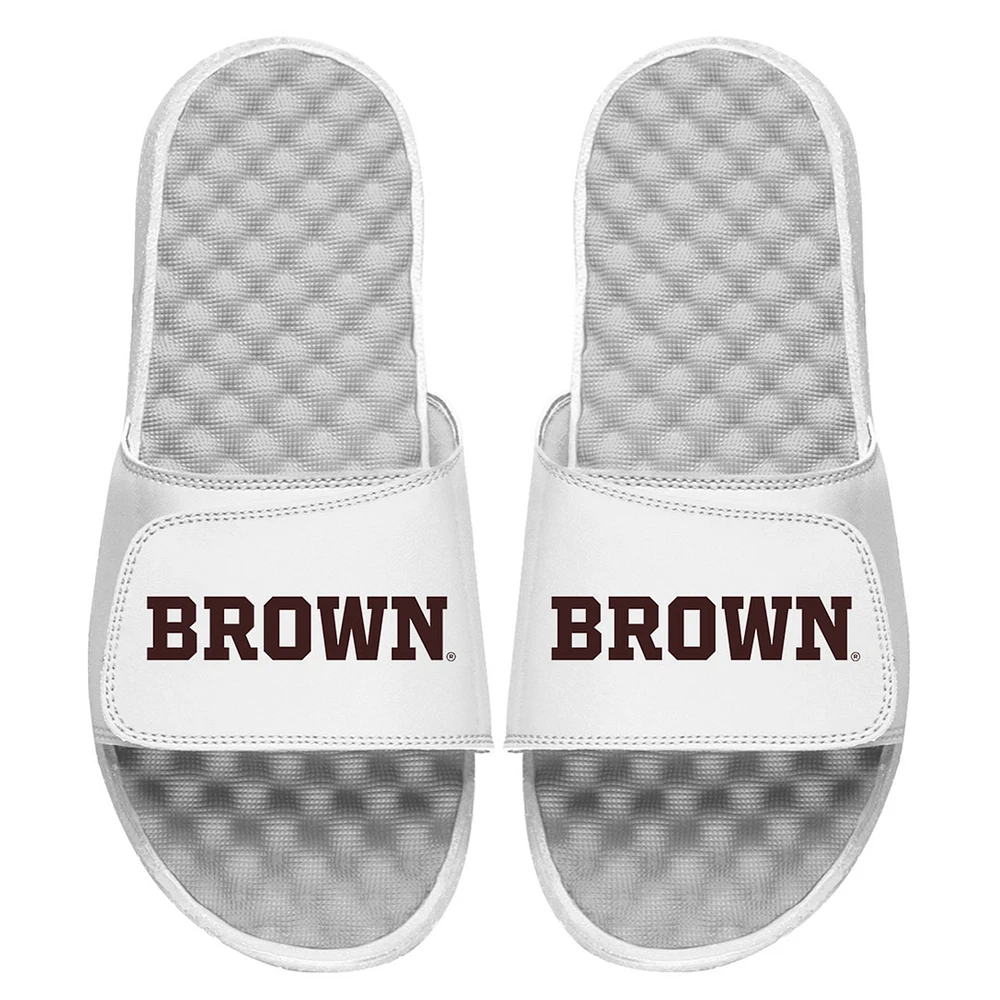 Unisex ISlide White Brown Bears Wordmark Logo Slide Sandals
