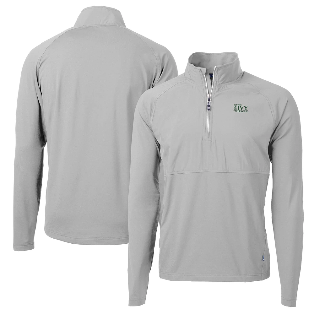 Men's Cutter & Buck Gray Ivy League DryTec Adapt Eco Knit Hybrid Recycled Quarter-Zip Pullover