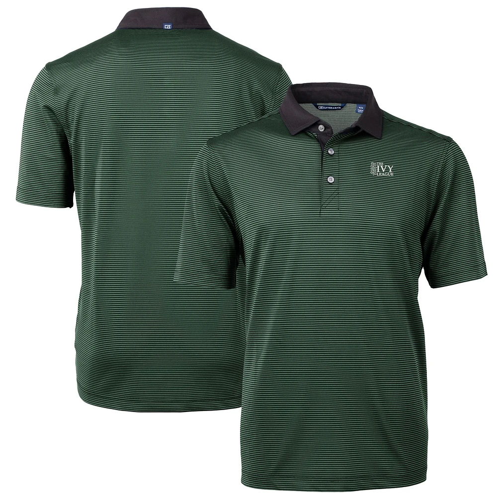 Men's Cutter & Buck Hunter Green/Black Ivy League DryTec Tri-Blend Virtue Eco Pique Micro Stripe Recycled Polo