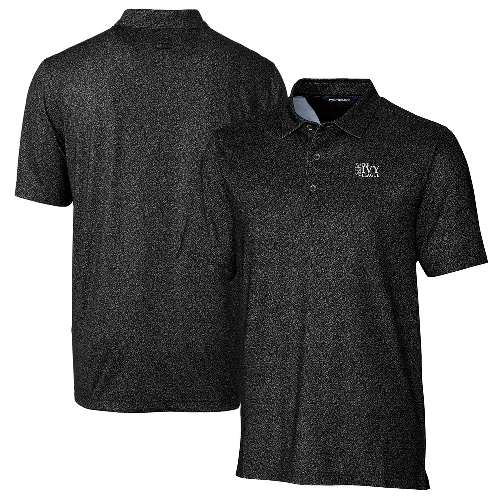 Men's Cutter & Buck Black Ivy League DryTec Pike Micro Floral Print Stretch Polo