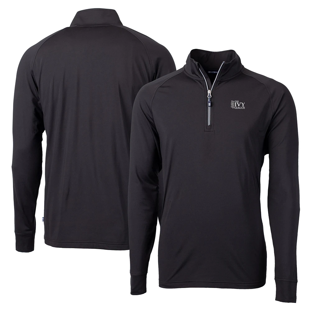 Men's Cutter & Buck Black Ivy League DryTec Adapt Eco Knit Stretch Recycled Quarter Zip Pullover