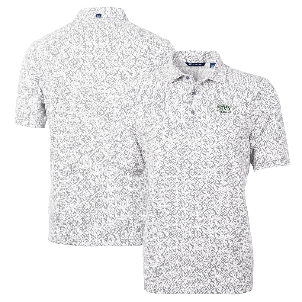 Men's Cutter & Buck Gray Ivy League DryTec Virtue Eco Pique Botanical Print Recycled Polo