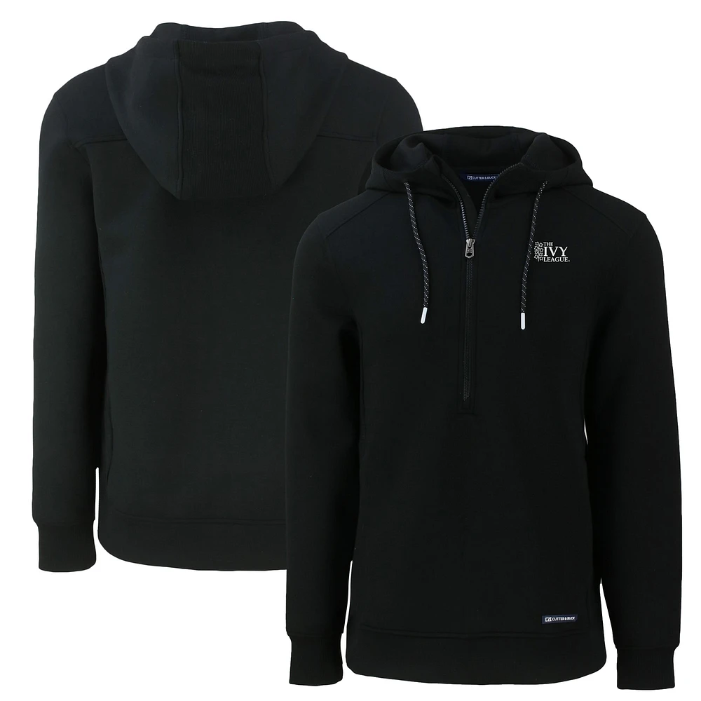 Men's Cutter & Buck Black Ivy League Roam Eco Half-Zip Recycled Pullover Hoodie
