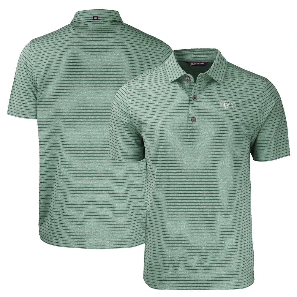 Men's Cutter & Buck Heather Green Ivy League Tri-Blend Forge Eco Stripe Stretch Recycled Polo