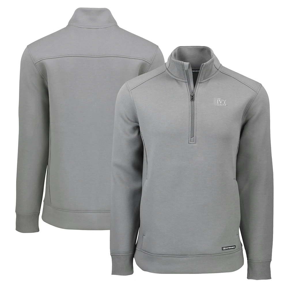 Men's Cutter & Buck Gray Ivy League Roam Eco Recycled Quarter-Zip Pullover