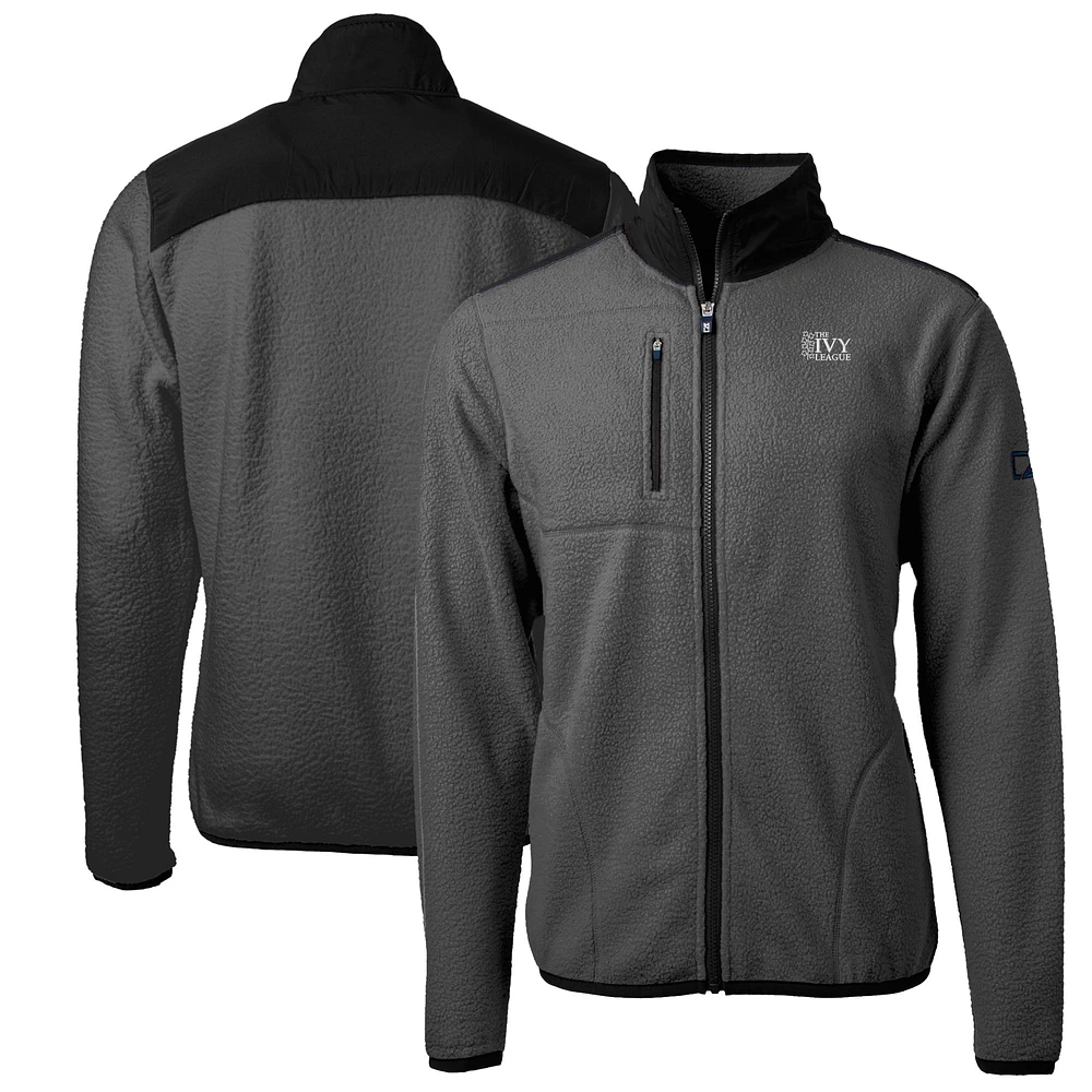 Men's Cutter & Buck Gray Ivy League Cascade Eco Sherpa Fleece Full-Zip Jacket