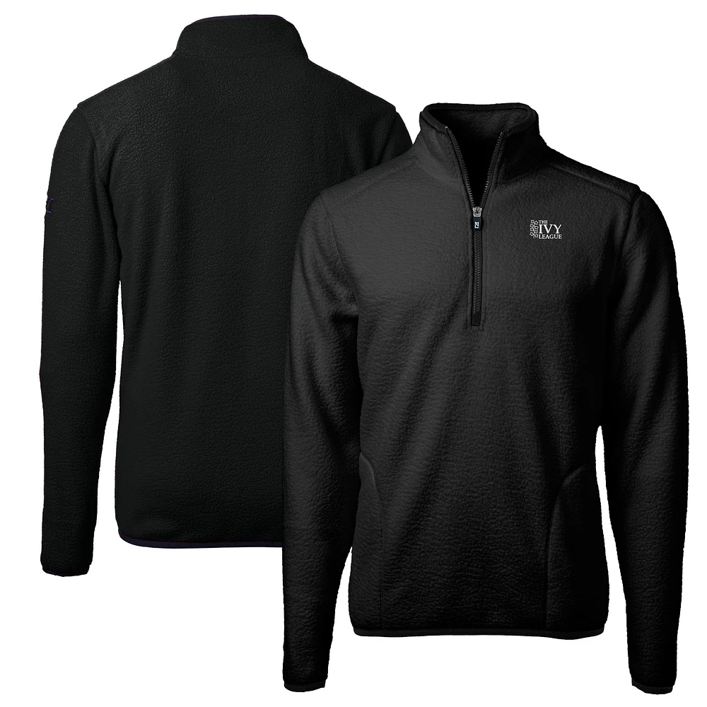 Men's Cutter & Buck Black Ivy League Cascade Eco Sherpa Fleece Quarter-Zip Jacket