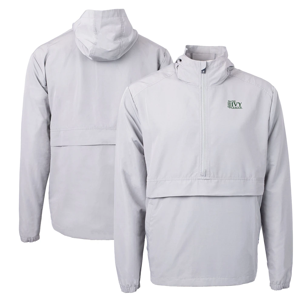 Men's Cutter & Buck Gray Ivy League Charter Eco Recycled Half-Zip Anorak Jacket