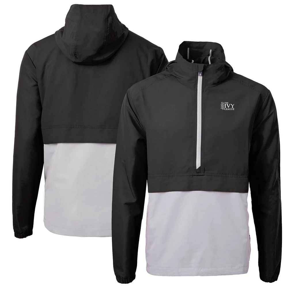 Men's Cutter & Buck Black Ivy League Charter Eco Recycled Half-Zip Anorak Jacket