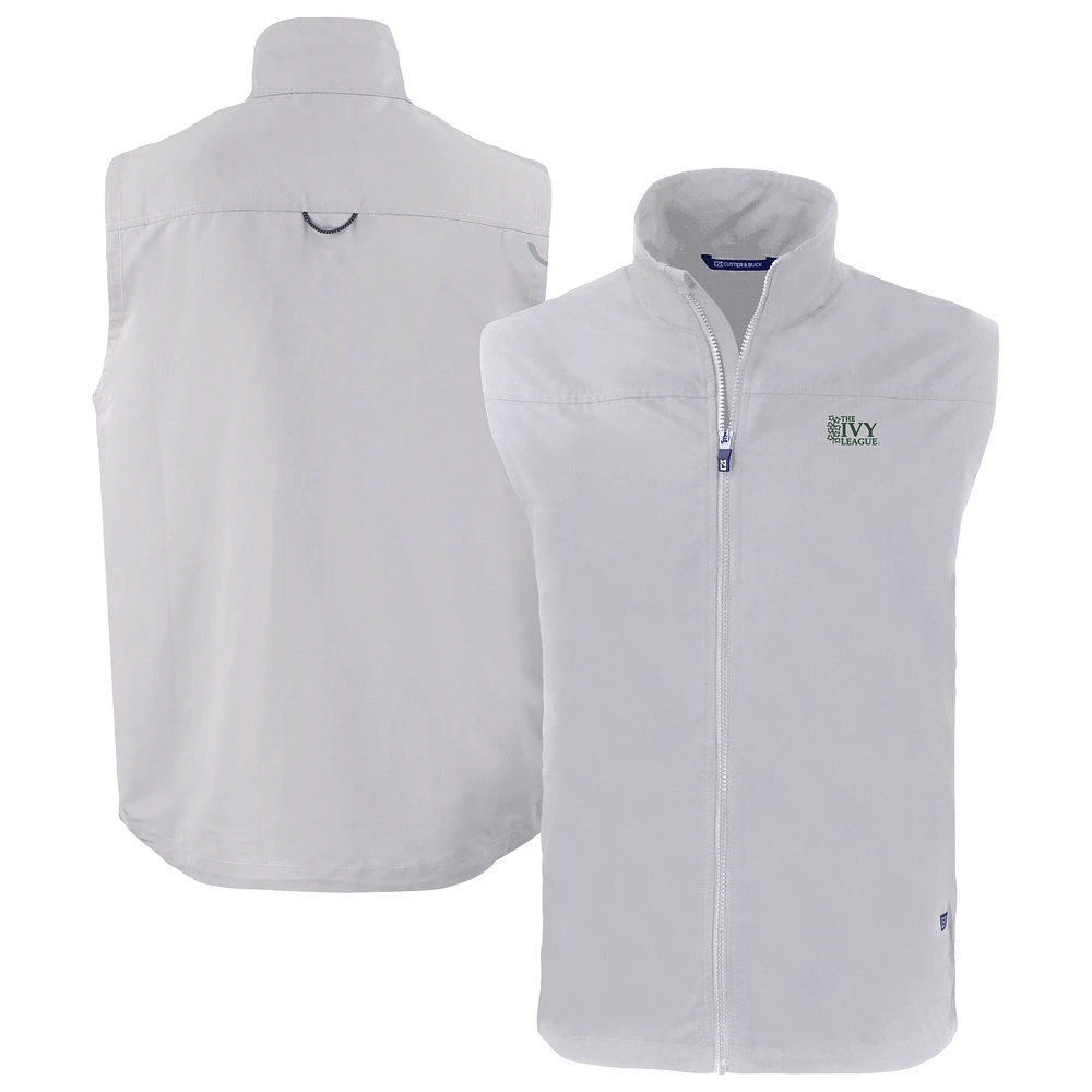 Men's Cutter & Buck Gray Ivy League Charter Eco Recycled Full-Zip Vest