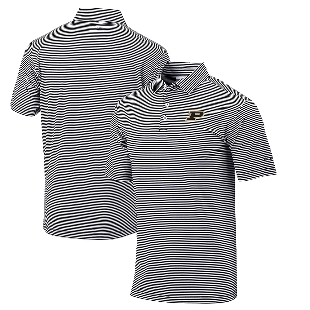 Men's Columbia Black Purdue Boilermakers Omni-Wick Club Invite Polo