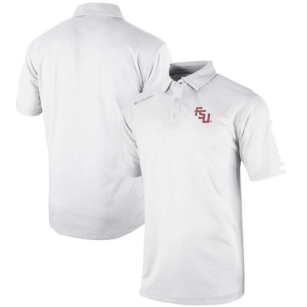 Men's Columbia White Florida State Seminoles Omni-Wick Shotgun Polo