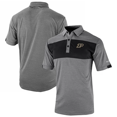 Men's Columbia Black Purdue Boilermakers Omni-Wick Total Control Polo