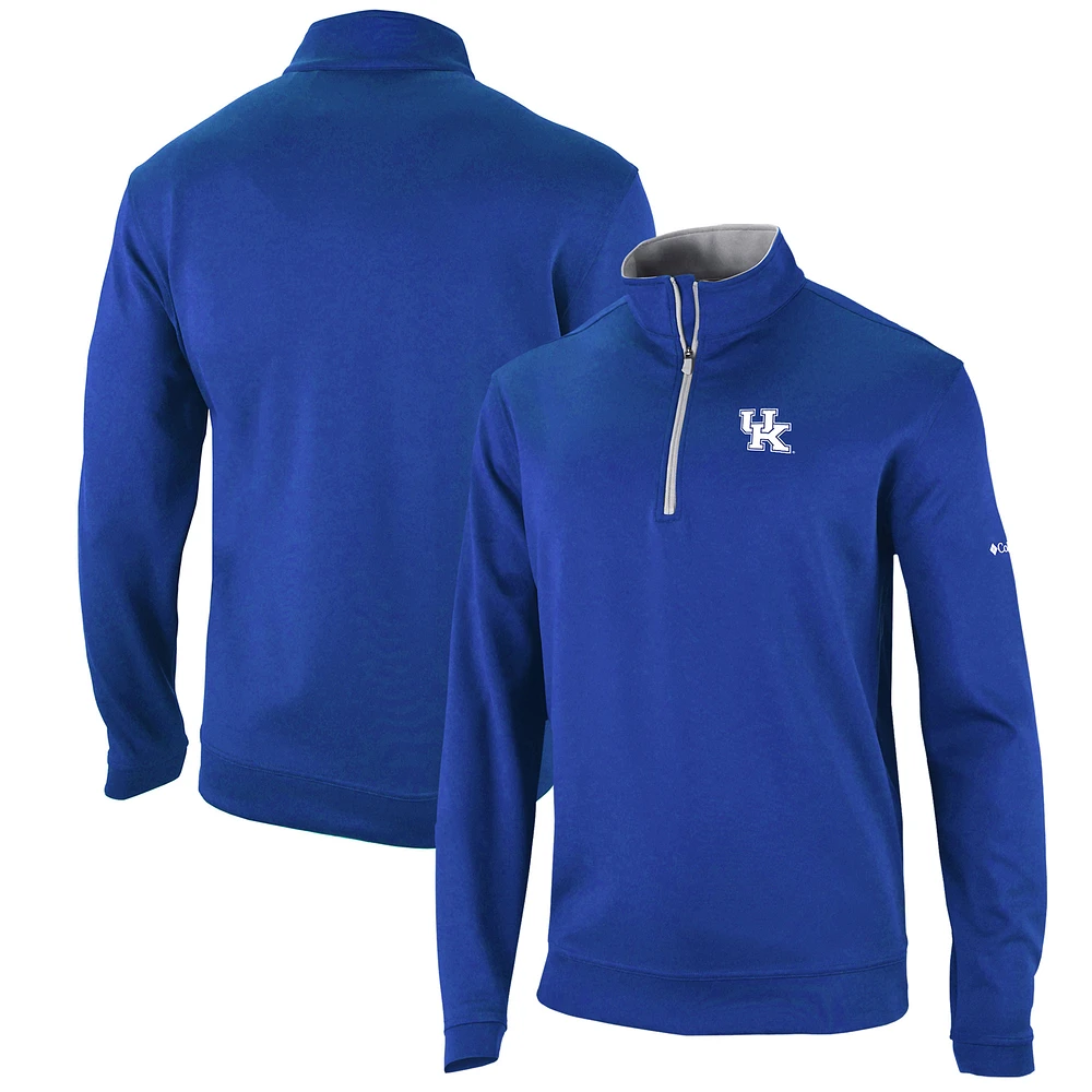Men's Columbia Royal Kentucky Wildcats Omni-Wick Wickhams Hills Quarter-Zip Pullover Top