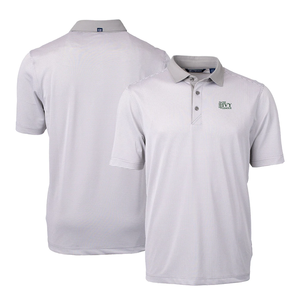 Men's Cutter & Buck Gray Ivy League Big Tall Virtue Eco Pique Micro Stripe Recycled Polo