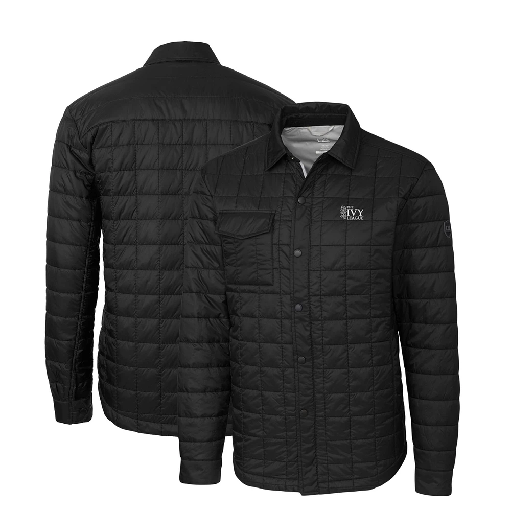 Men's Cutter & Buck Black Ivy League Big Tall Rainier PrimaLoft Eco Insulated Quilted Button-Up Shacket