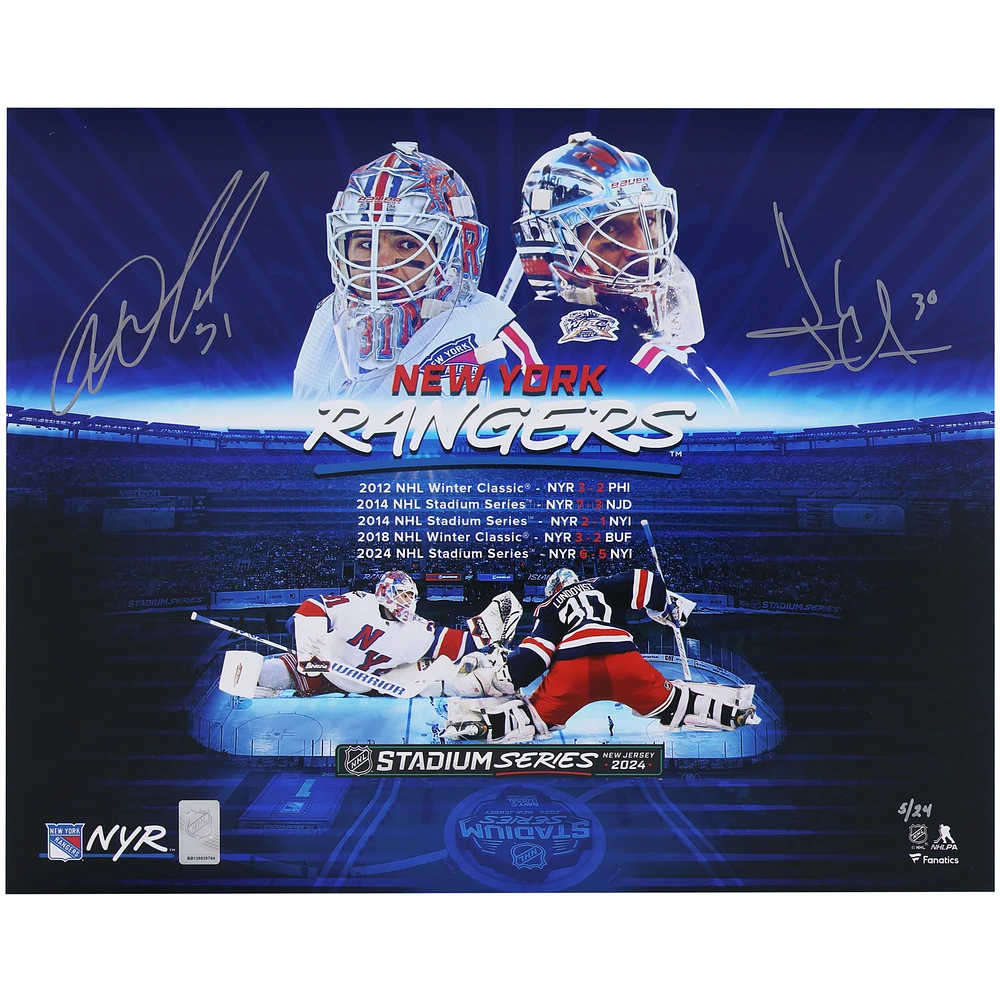 Igor Shesterkin & Henrik Lundqvist New York Rangers Autographed 16" x 20" Outdoor Stylized Photograph - Limited Edition of 24