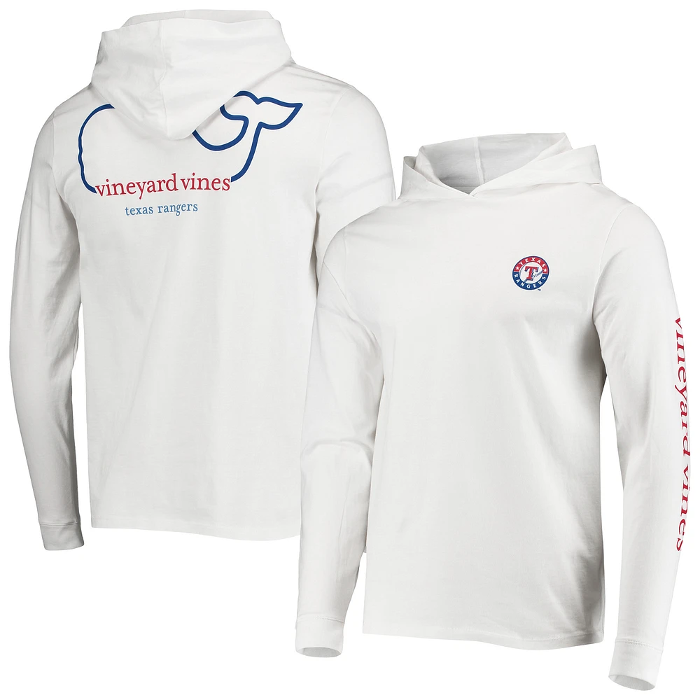 Men's Vineyard Vines White Texas Rangers Long Sleeve Hoodie T-Shirt