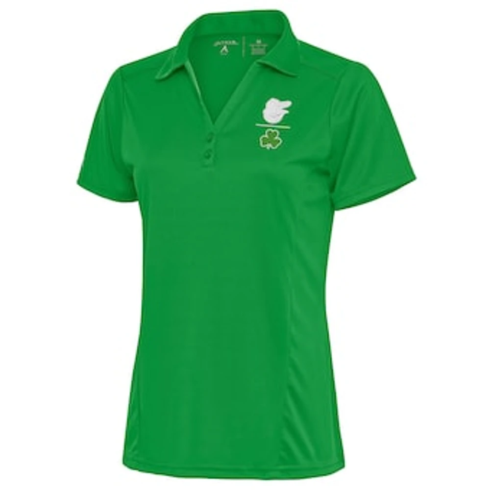 Women's Antigua Kelly Green Baltimore Orioles Shamrock Tribute Polo