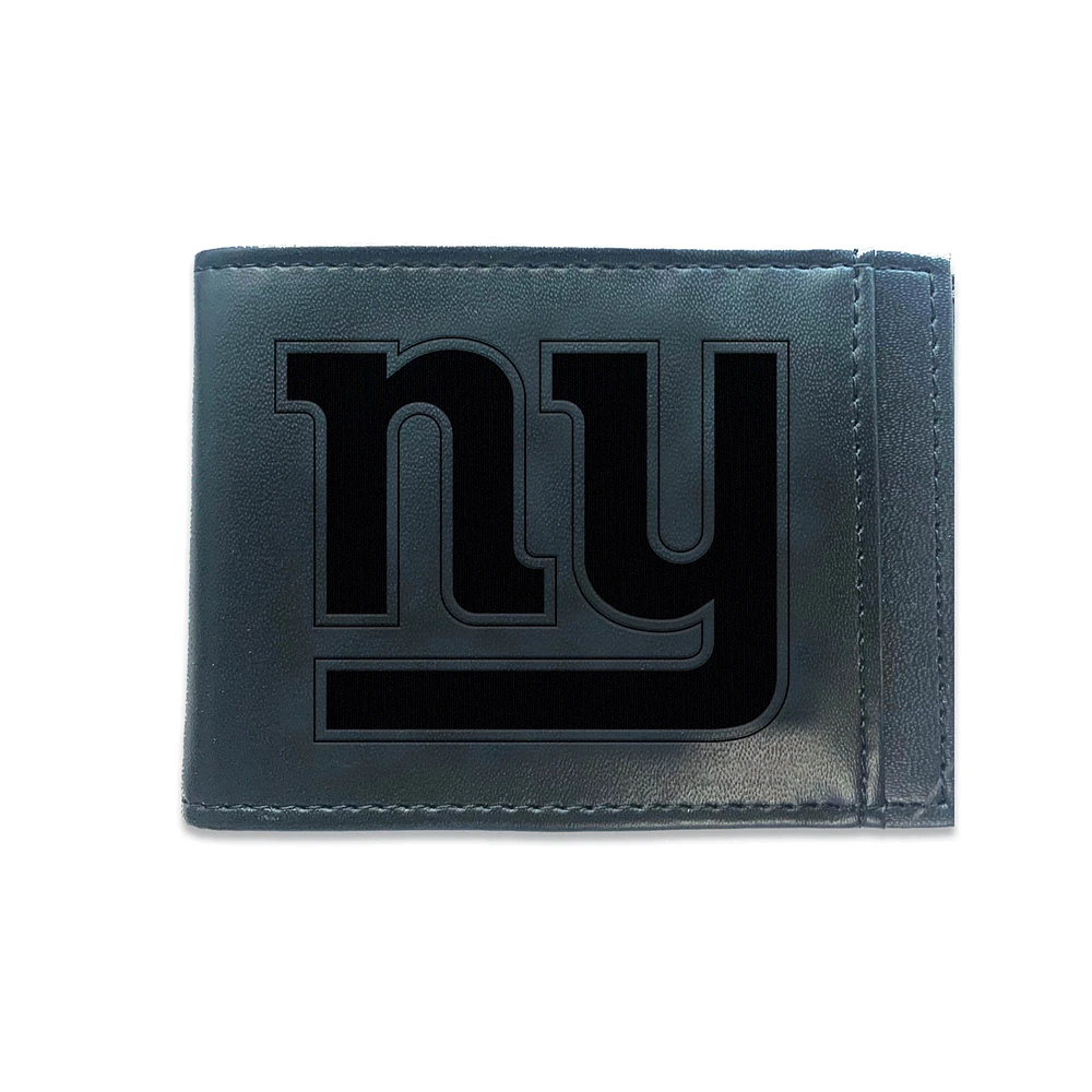 Black New York Giants Hybrid Leather Front Pocket Bi-Fold Wallet with Money Clip