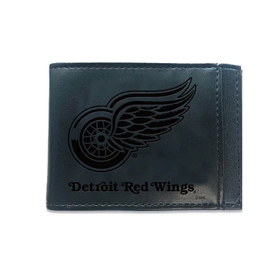 Black Detroit Red Wings Hybrid Leather Front Pocket Bi-Fold Wallet with Money Clip